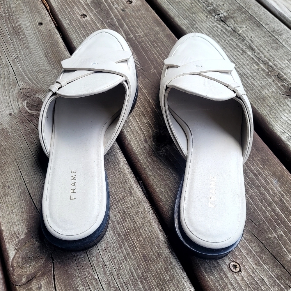 Frame Larchmont White Mules- size 7.5 or 8- EU38.5 - Picture 3 of 5